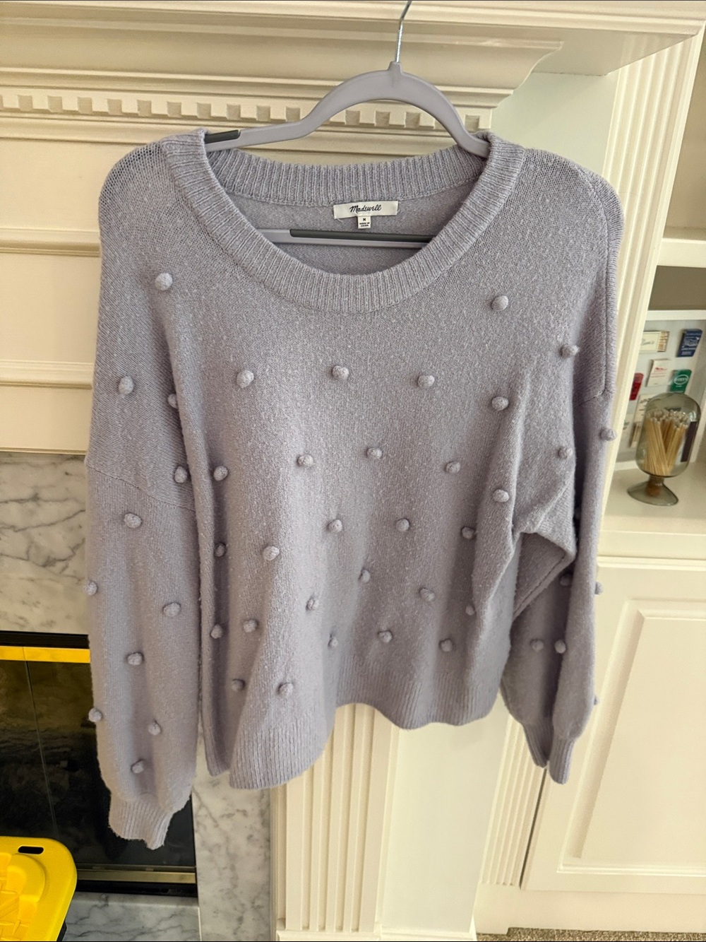 Madewell Lilac Pom-Pom Crewneck Sweater